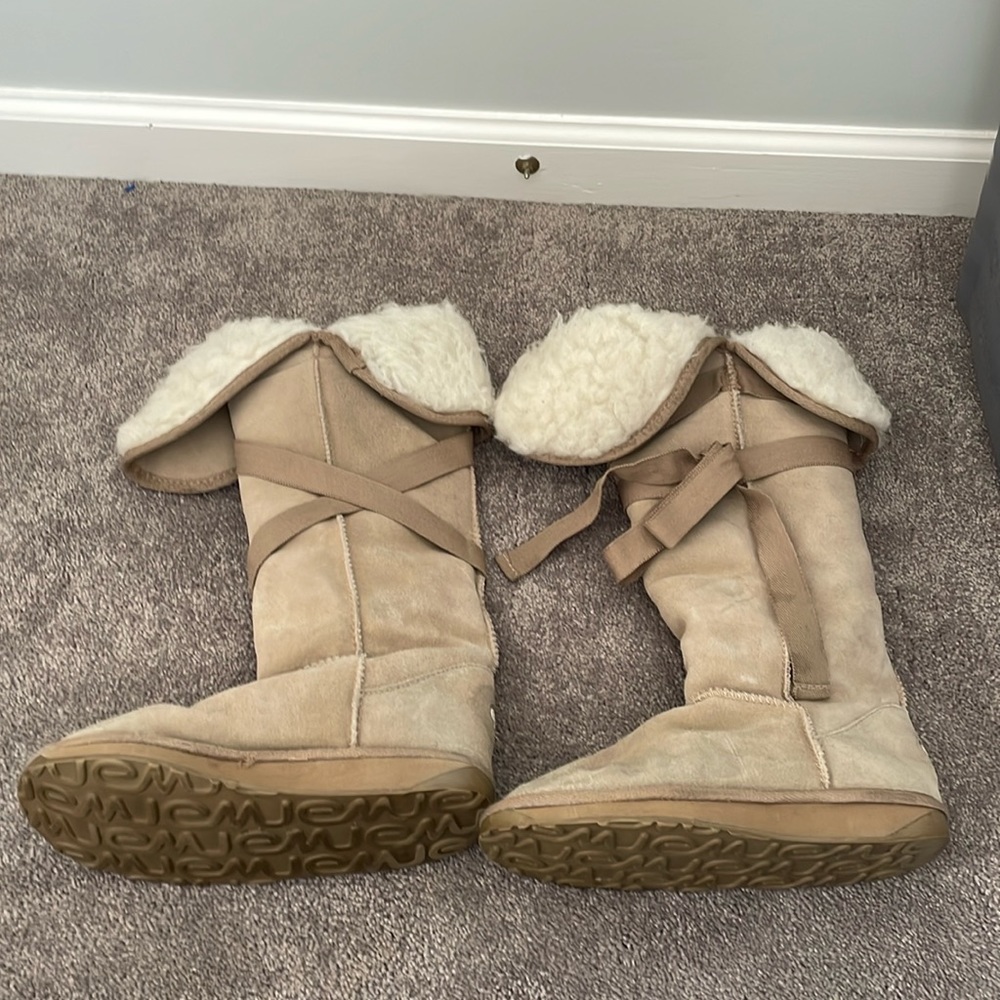 Emu knee length boots